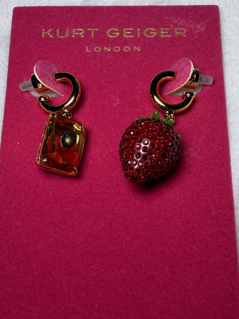 Kurt Geiger pave strawberry huggie earrings NWT